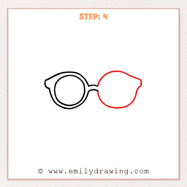 how to draw a cartoon sunglasses - A second rounded lens frame is added on the right, connected to the bridge.
